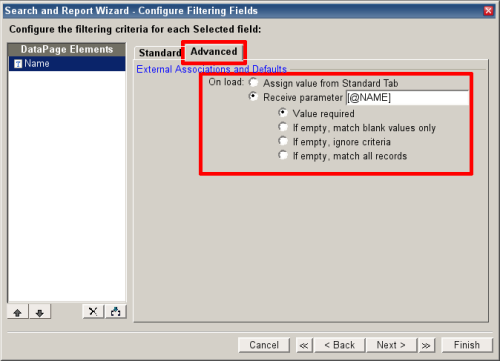 Caspio settings for blank variables and unmatched searches